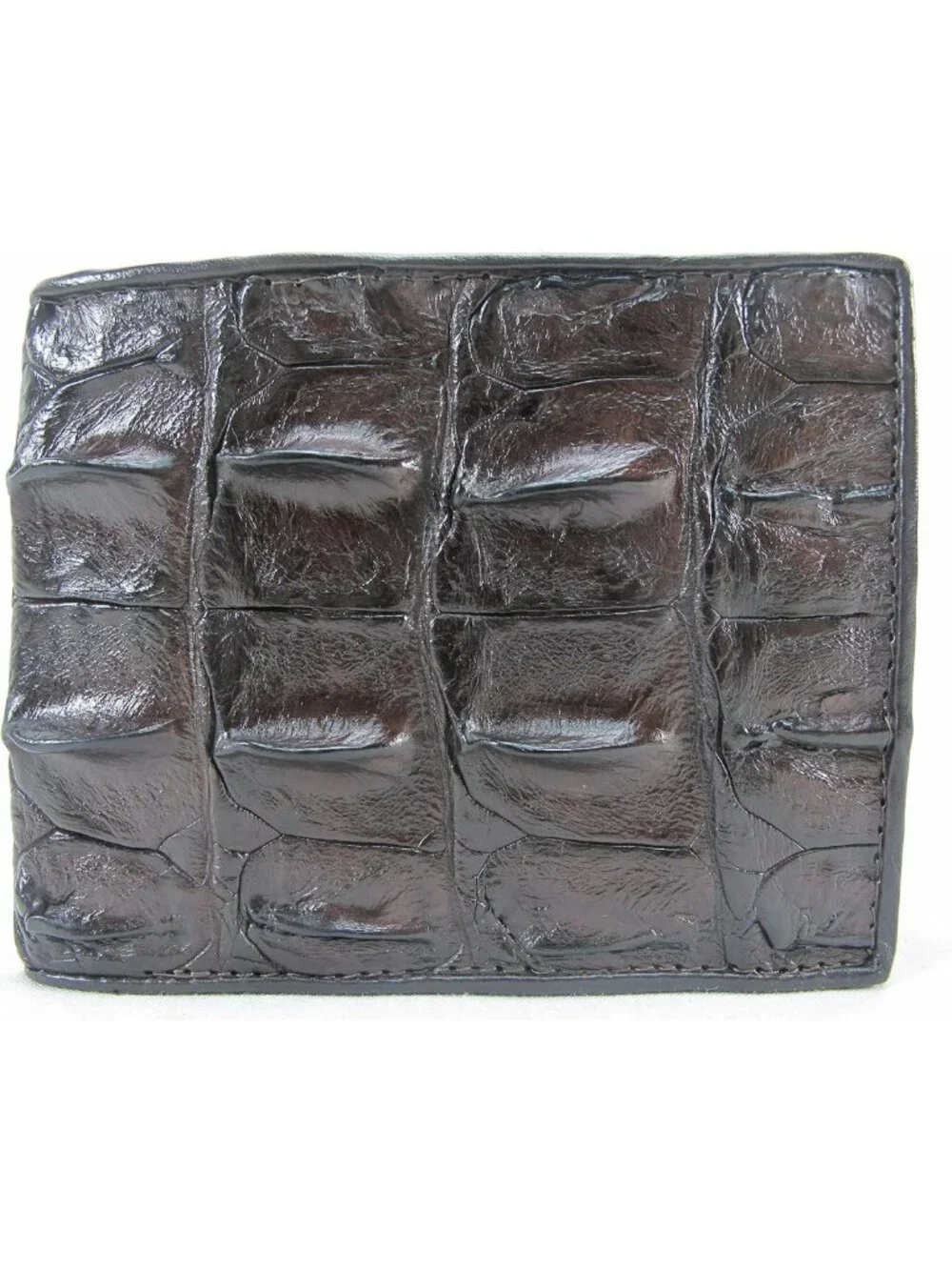 Genuine Crocodile Leather Bifold Wallet - 6 Card Slots, 2 ID Windows, Brown